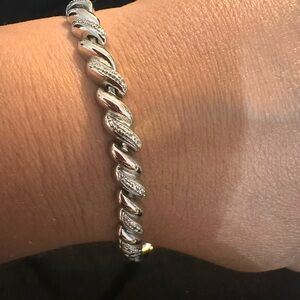 Zales Sterling Silver Twisted Bracelet Accents